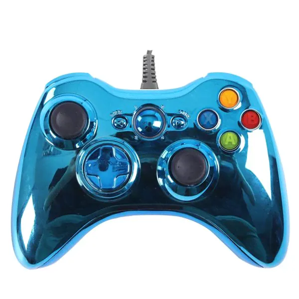 Проводной геймпад Xbox 360 (Синий хром)-0