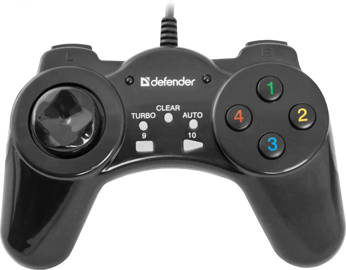 Проводной геймпад DEFENDER Vortex USB, 13 кнопок, черный (1/20/40) (64249)-0